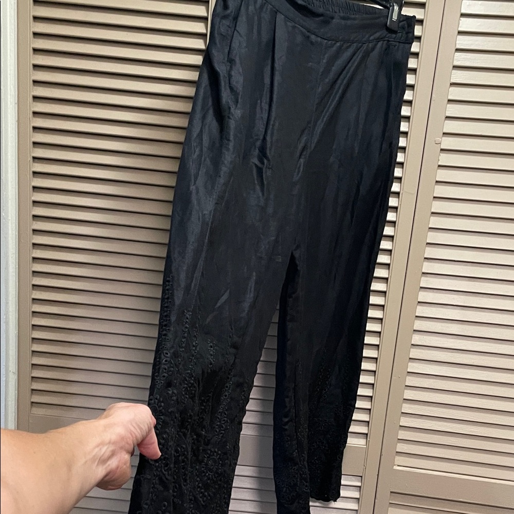 Black eyelet Lace Detail Pants